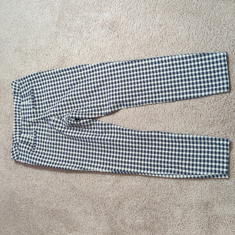 TOPSHOP Blue And White Checkered High Rise Pants
